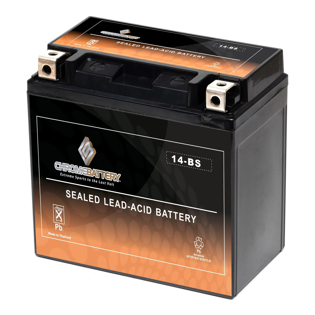 Chrome Battery YTX14-BS (14-BS 12 Volt,12 Ah, 200 CCA) Motorcycle Battery for Honda Vt1100c, C3, T Shadow (spirit, Aero, A. C. E. Tourer) 1100cc 01-'07