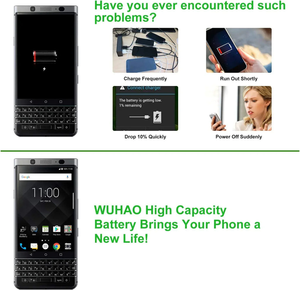 Replacement y BAT-63108-003 Upgraded for BlackBerry Keyone BBB100-1 BBB100-2 BB100-7 BB100-5; BBB100-3 Sprint
