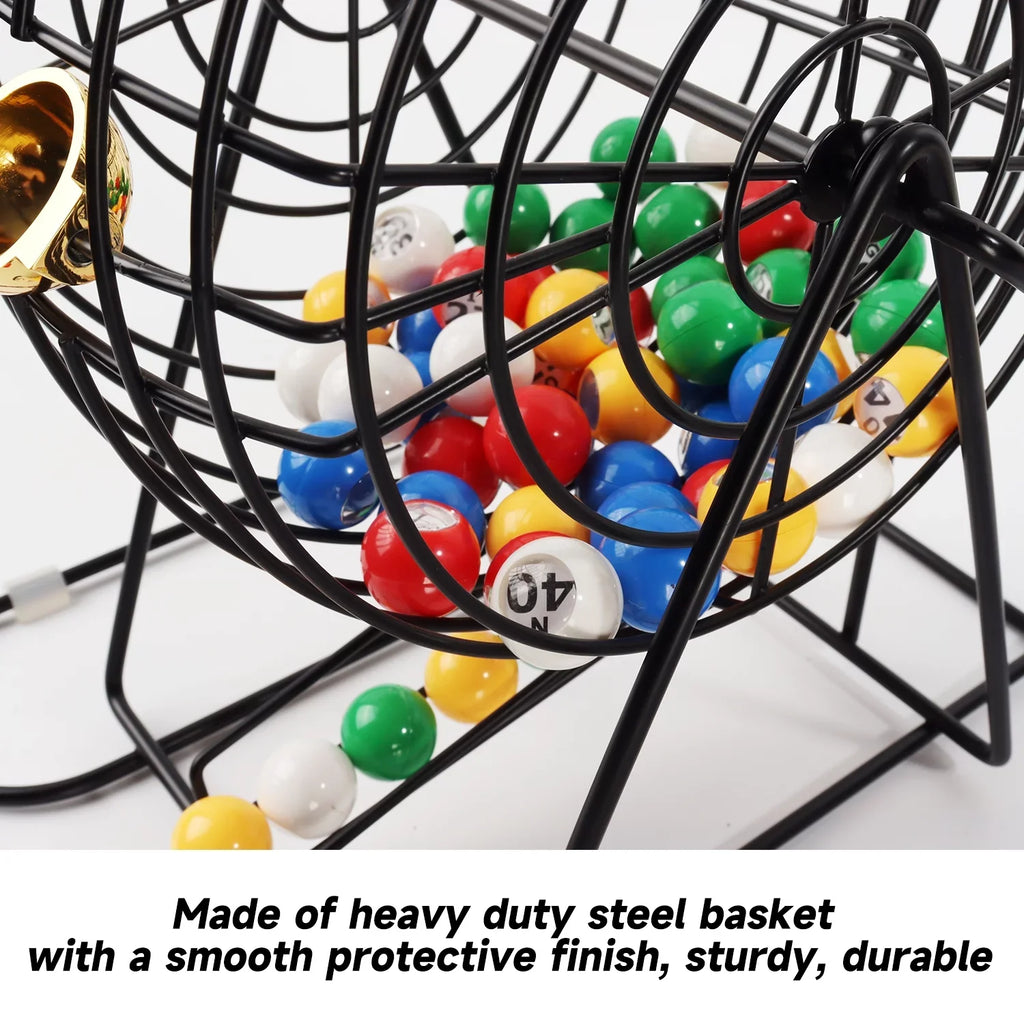 GSE Games & Sports Expert Deluxe Bingo Game Set with Black Bingo Cage, Plastic Masterboard, Bingo Balls, Bingo Cards and Bingo Chips. Great for Kids, Adults and Family Party