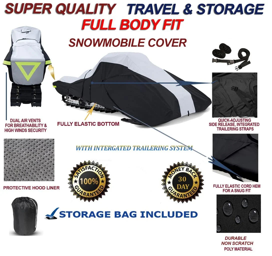 600 Denier Full Fit Snowmobile Travel and Storage Cover Compatible for the 2014-2015 Ski Doo Bombardier Model GSX LE ACE 900 Snowmachine Sled.