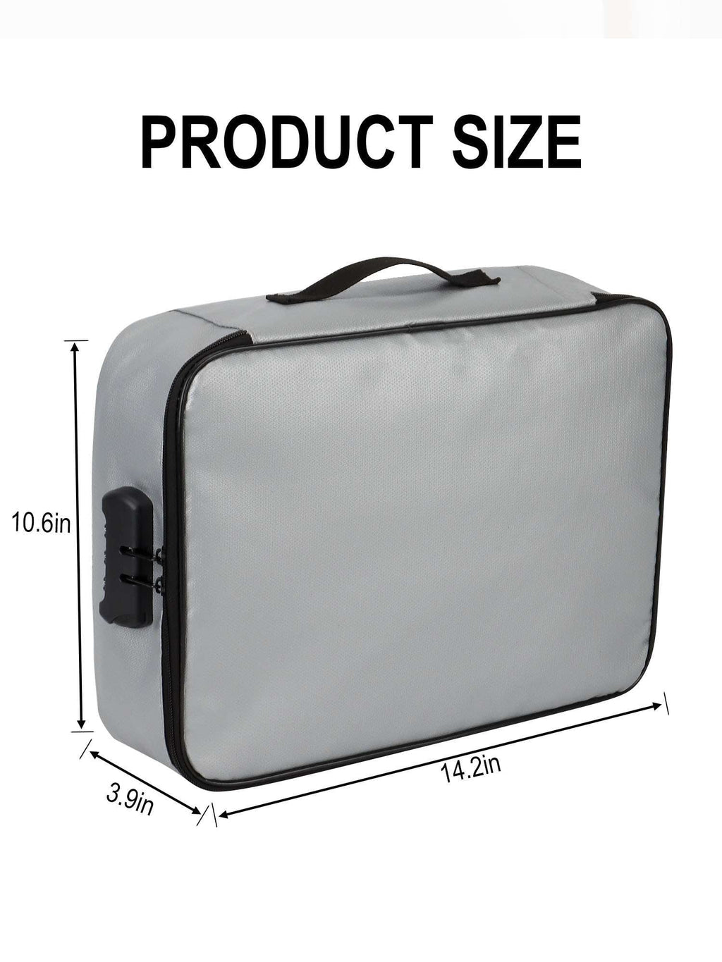 Luxtrada Fireproof Document Bag with Lock, Important Document Organizer Portable Travel Home Document Safe Holder Box for Mobile pc Files, Certificates (Gray)