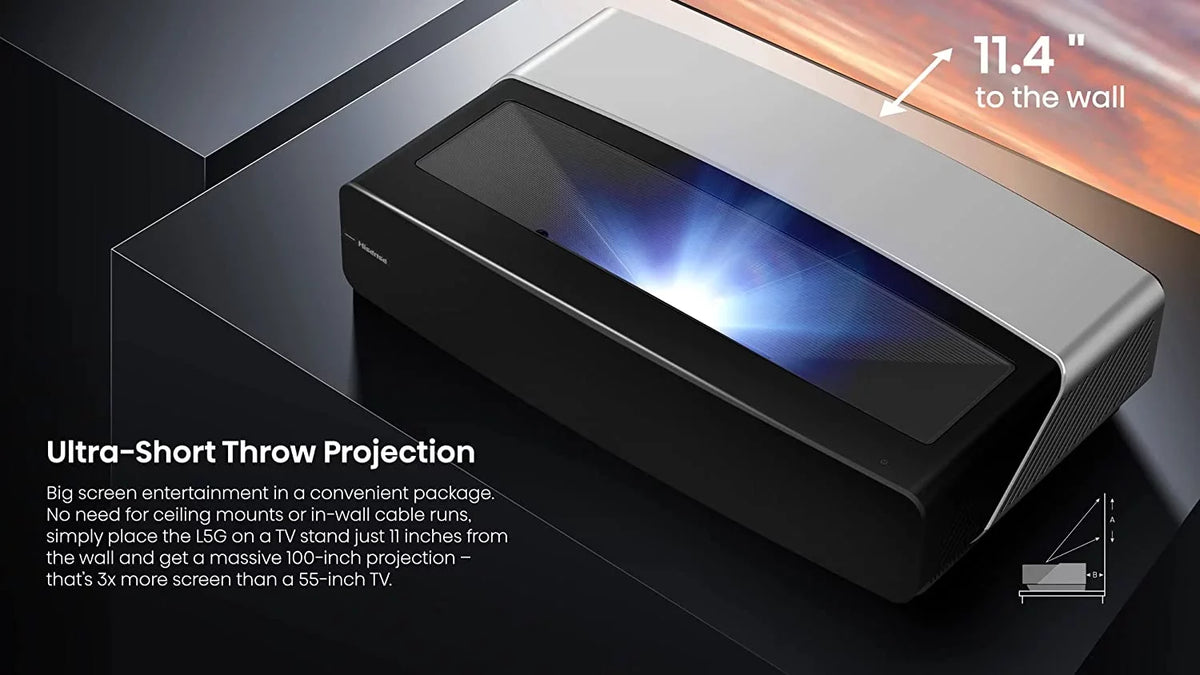 Hisense 100L5G 4K Ultra Short Throw Laser TV with 100-inch ALR Display Android TV with Additional 2 Year Coverage by Epic Protect (2022)
