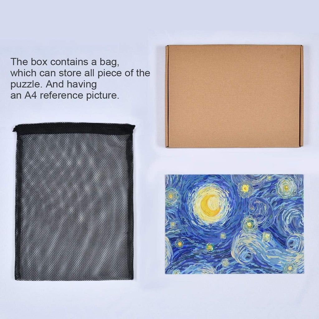 Wellsay Starry Night Sky Swirly Cloud Stars Glowing Moon Van Gogh Style Print Jigsaw Puzzles 1000 Pieces Puzzle for Adults Kids DIY Gift