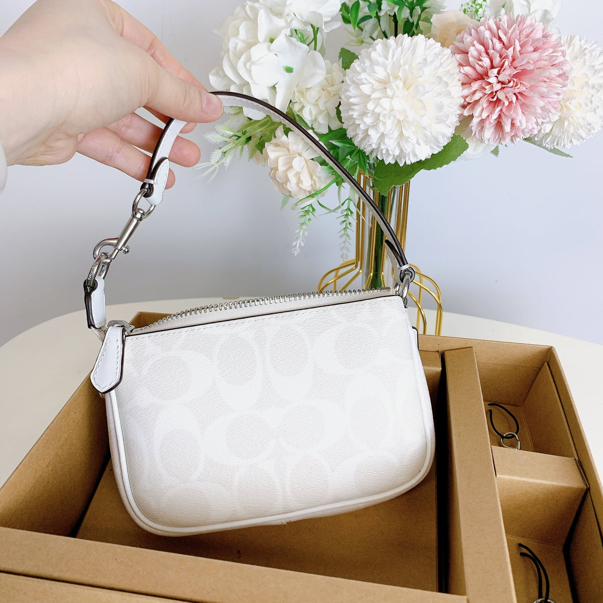 Coach CN045 Boxed Nolita 15 In Signature Canvas IN Chalk Glacier White Multi