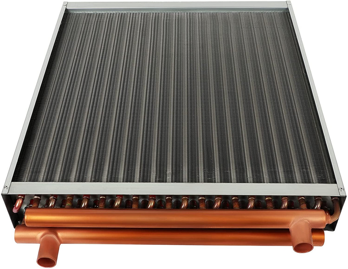 20" x 20" Fluid to Air Heat Exchanger with 1" Alloy Ports Perfectly with Outdoor Furnace Ideal for Residential HVAC System