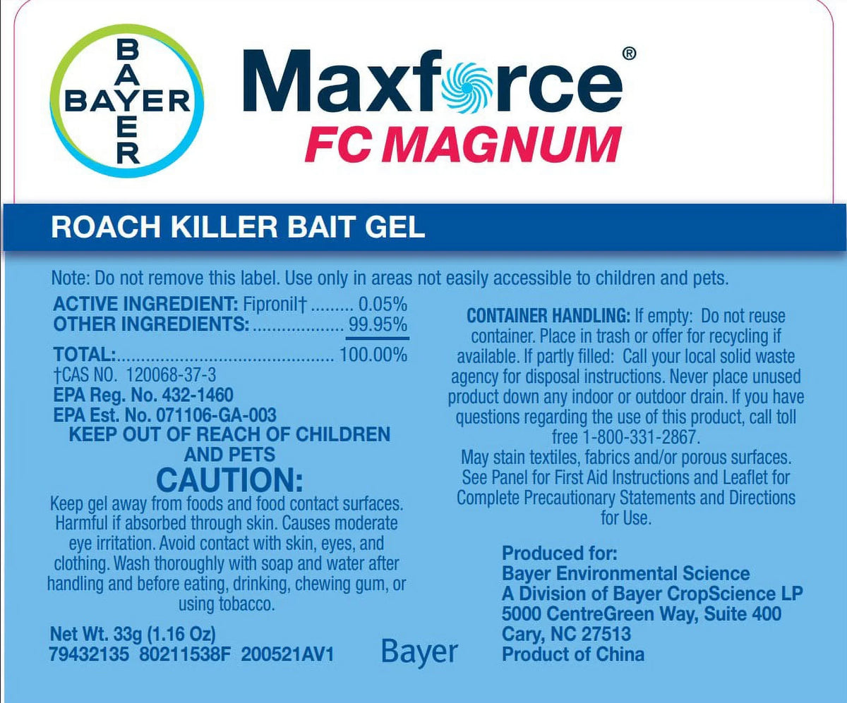 2 (Two) Tubes of Maxforce FC Magnum Roach Killer Bait Gel W/Plunger and Tip by Bayer