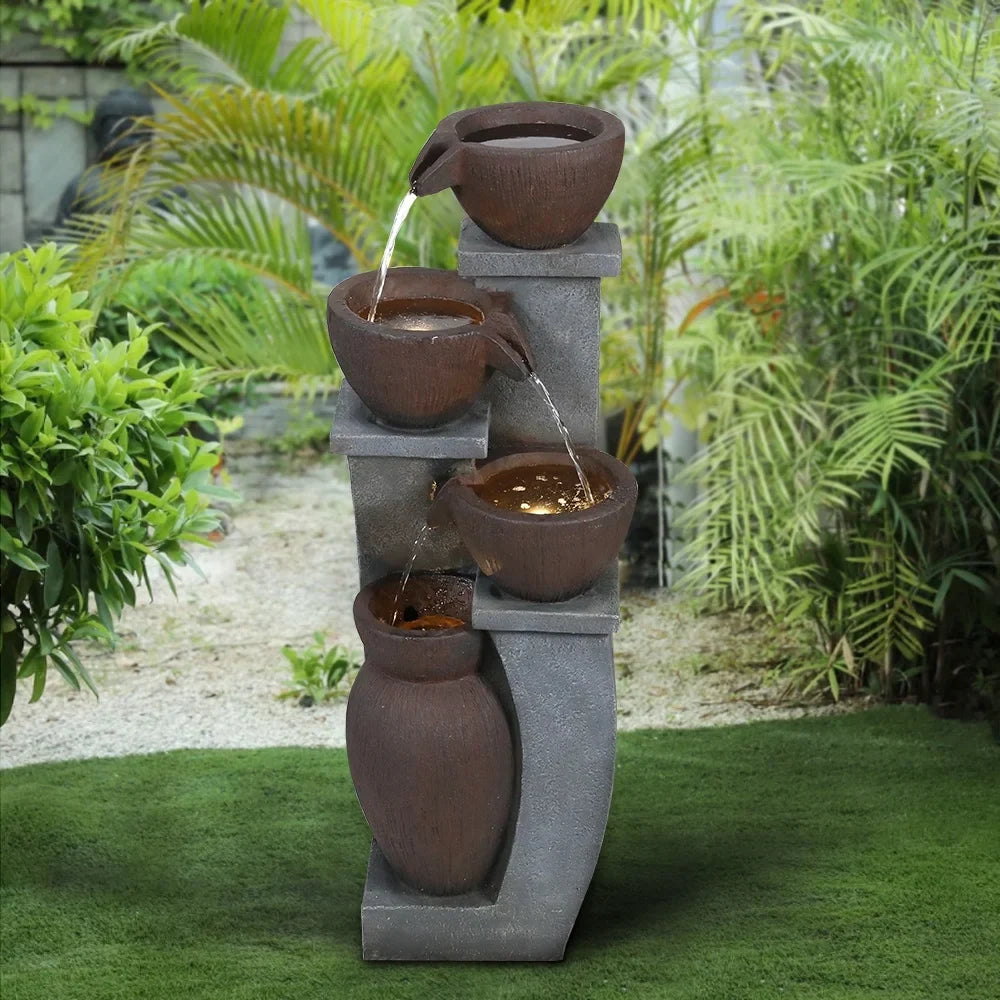 Outdoor Fluid Fountain with LED Lights - 22.0 - Elevate Your Outdoor Ambiance