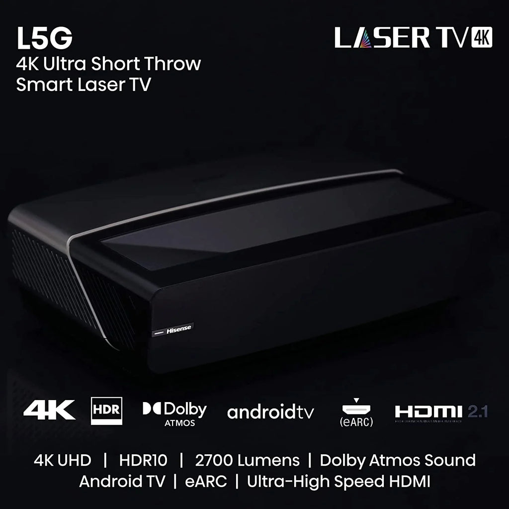 Hisense 100L5G 4K Ultra Short Throw Laser TV with 100-inch ALR Display Android TV with Additional 2 Year Coverage by Epic Protect (2022)