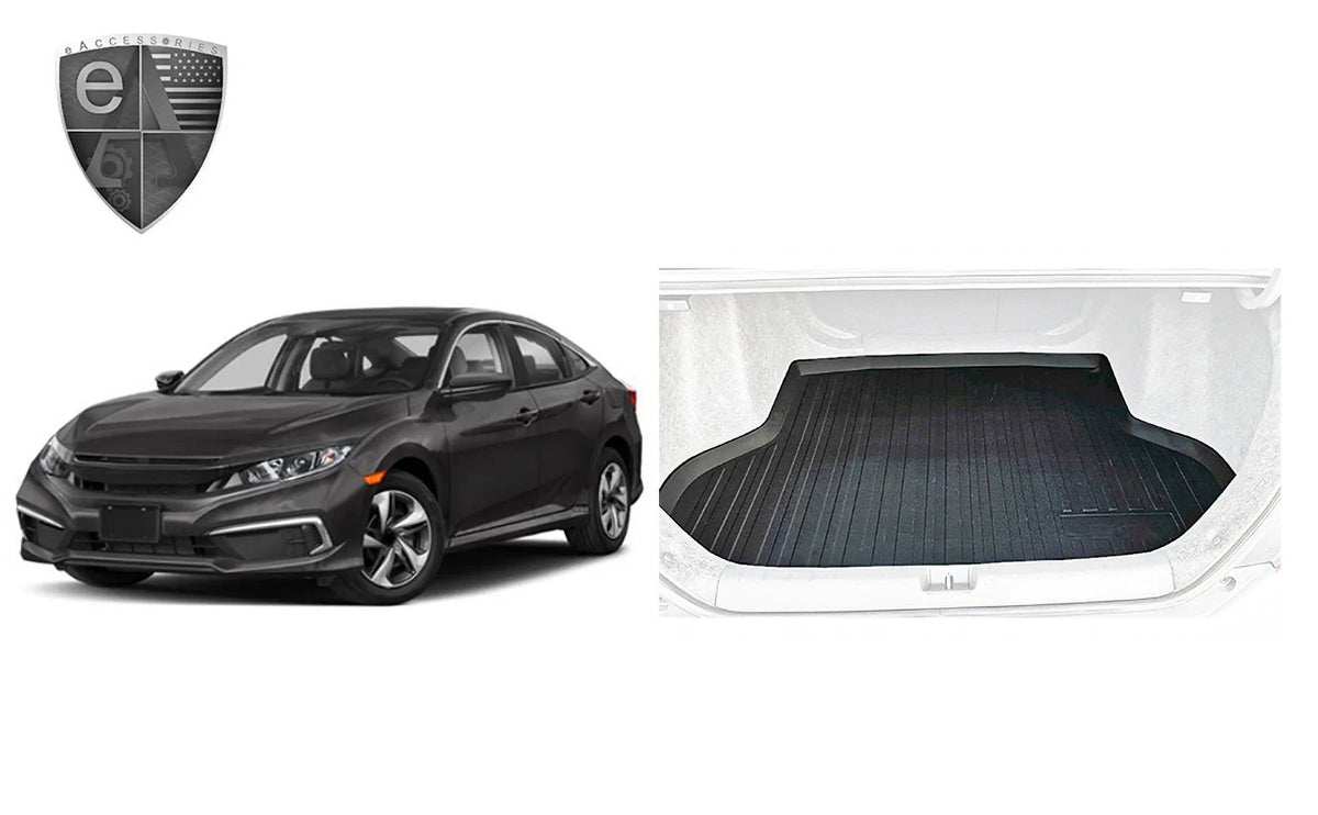 EACCESSORIES EA Cargo Liner – Trunk Mat for Honda Civic Sedan 2016-2021 – Weather-Resistant Trunk Mats for Cars with Raised Lip – Non-Slip Car Trunk Mat Rubber – Easy to Install – Laser Pre-Cut Design