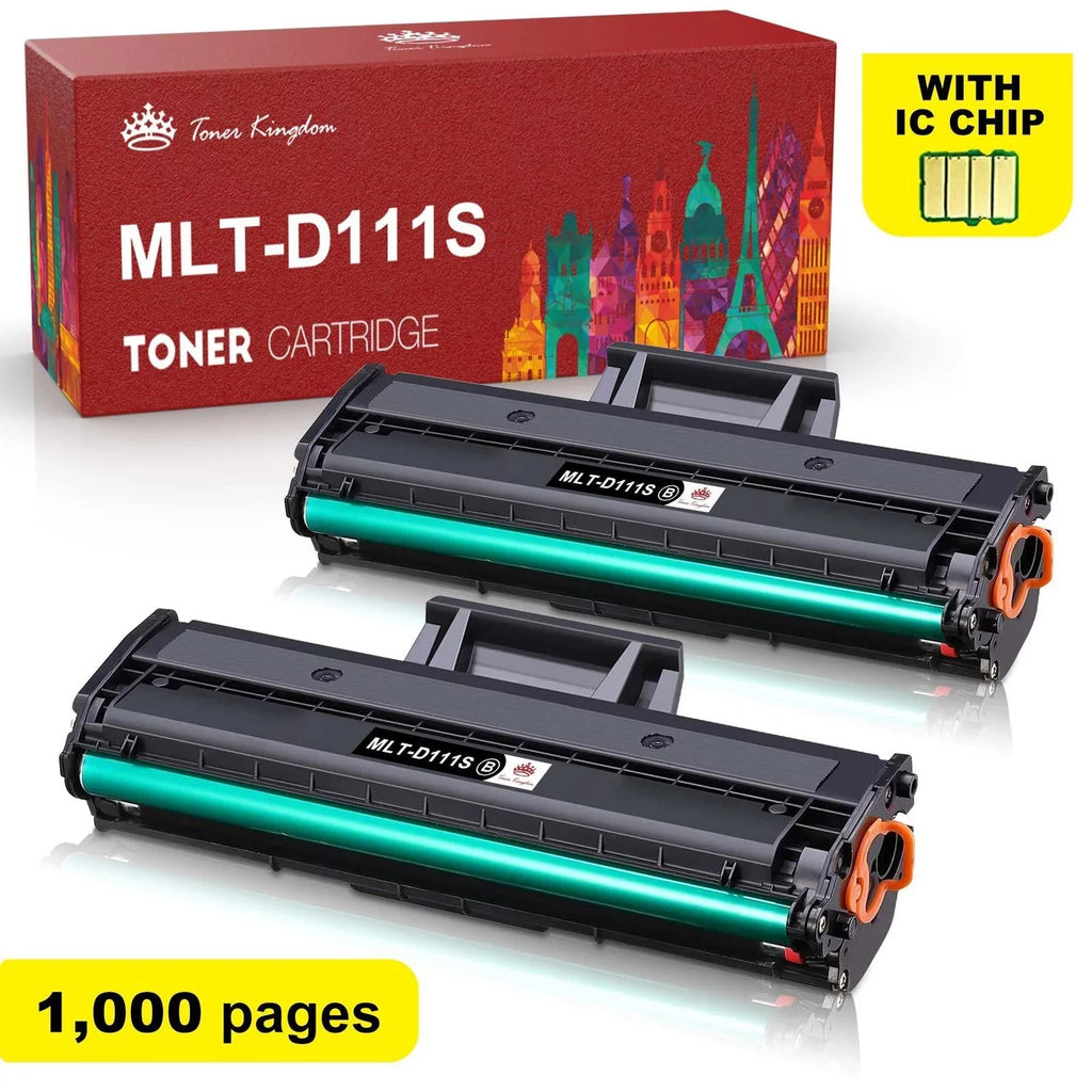 Tonerkingdom 2-Pack Compatible Toner Cartridge Replacement With Chip for MLT-D111S Xpress SL-M2020 M2020W M2022W M2024 M2070W M2070F M2070FW M2026W Printer Ink (Black)