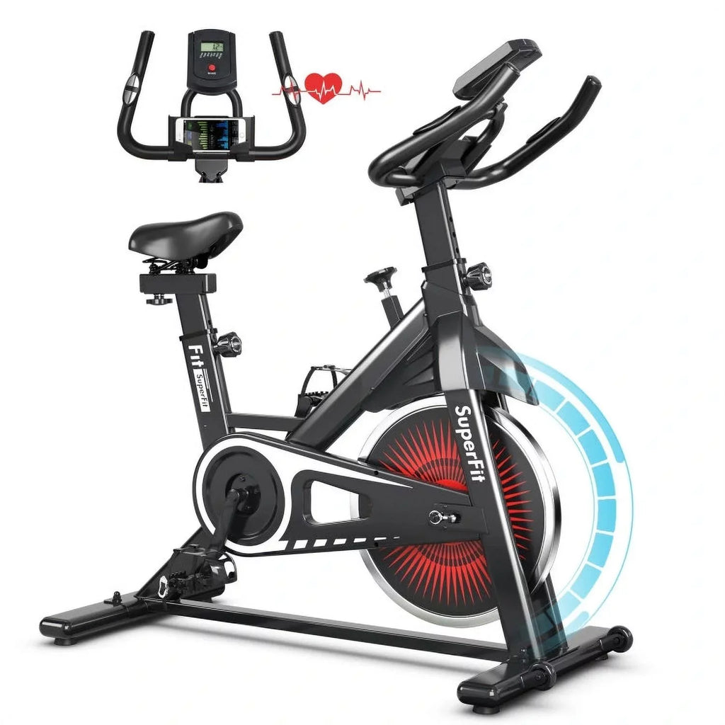 FEIKUQI Exercise Bicycle; Adjustable Resistance Silent Belt Drive; Gym Indoor Stationary Bike; Red