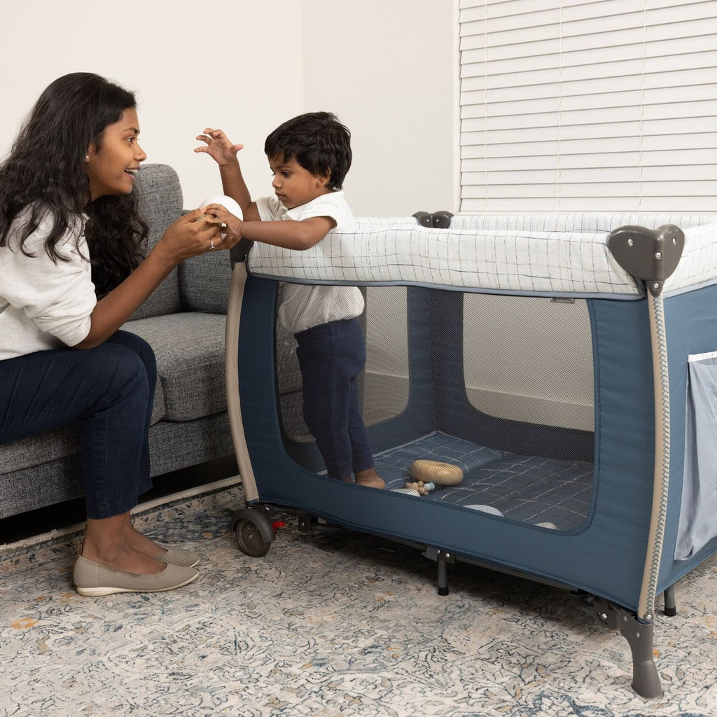Monbebe Willow Rocking Play Yard with Full Size Bassinet; Plaid