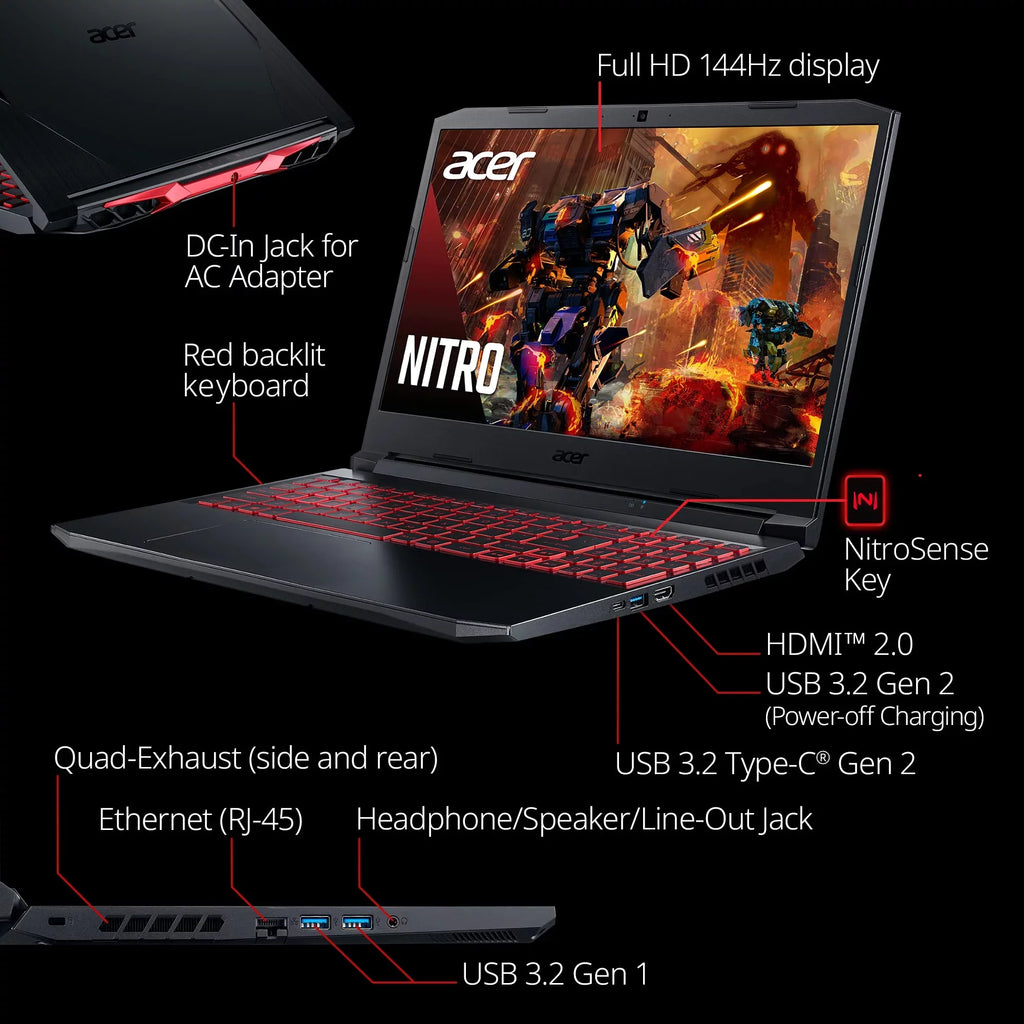 Nitro 5 AN515-57-79TD Gaming Mobile pc | Core i7-11800H | NVIDIA GeForce RTX 3050 Ti Portable computer GPU | 15.6" FHD 144Hz IPS Display | 8GB DDR4 | 512GB NVMe SSD | Killer Wi-Fi 6 | Backlit Keyboard