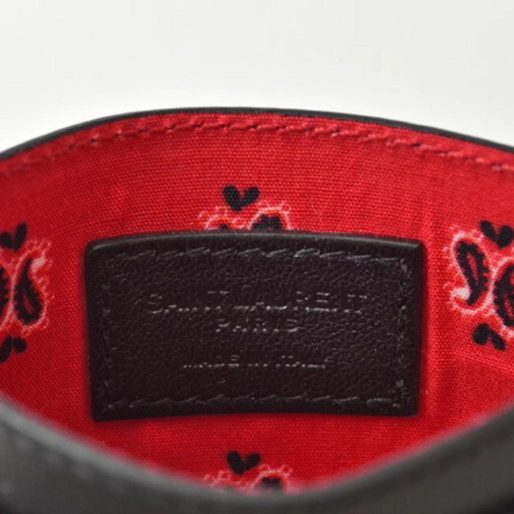 Pre-Owned Saint Laurent Card Case Business Holder YSL SAINT LAURENT Logo Studs Leather Black (New)