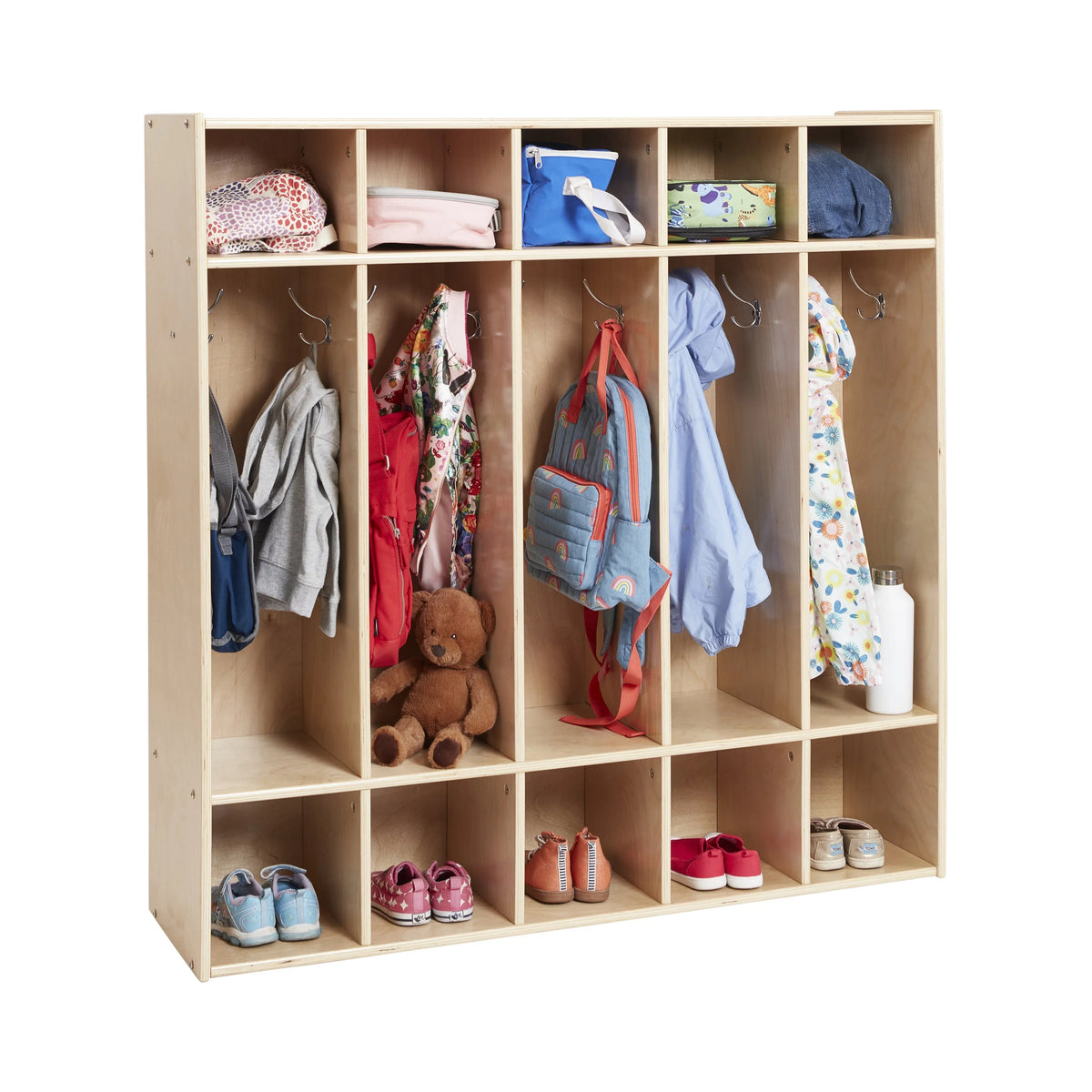 ECR4Kids Streamline 5-Section Coat Locker; Classroom Furniture; Natural