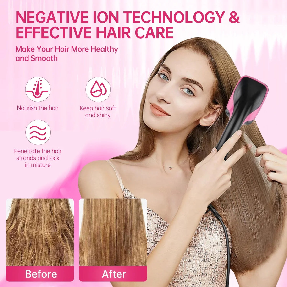 One-Step Hair Dryer and Styler | Detangle, Dry, and Smooth Hair(Black)