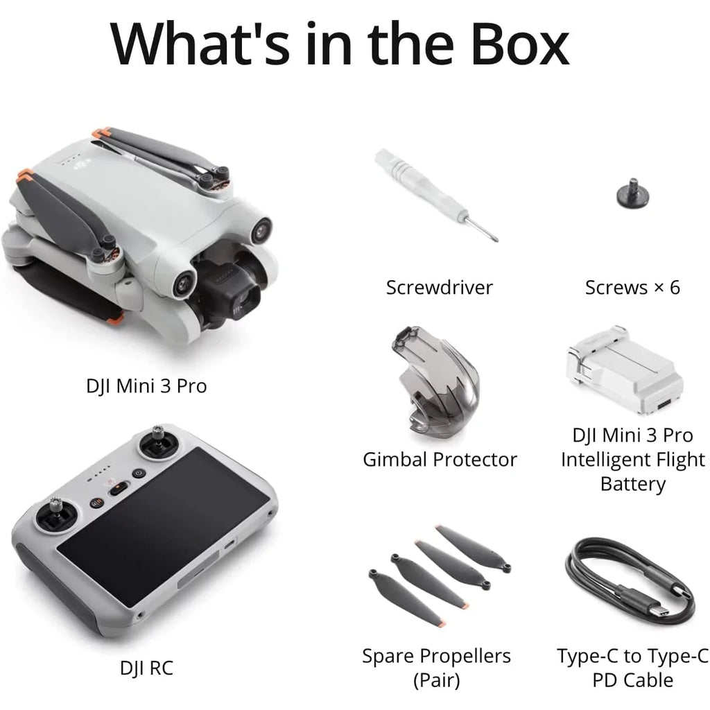 DJI Mini 3 Pro Camera Drone Quadcopter + RC Smart Remote (With Screen) 4K/60fps Video; 48MP; 34min Flight Time; Tri-Directional Obstacle Sensing Bundle w/ Deco Gear Backpack + 128GB Card &Accessories