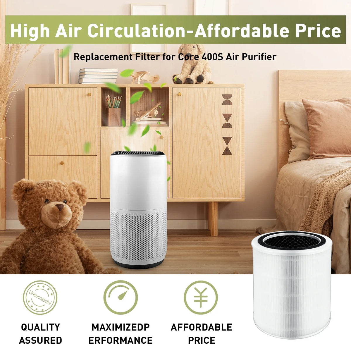 1 Pack Core 400S Replacement Filter Compatible with LEVOIT Core 400S Air Purifier; 3-in-1 H13 True HEPA Filter; High-Efficiency Activated Carbon; Compared to Part #Core 400S-RF; White