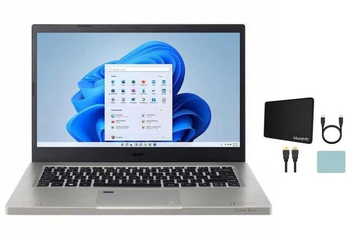 Aspire Vero 14" FHD LED-Backlit Notebook Core i7-1255U EVO 1.70GHz, 16GB RAM 1TB SSD, Windows 11 Home, Backlit Keyboard, Bluetooth, Finger Print Reader, 1080p Webcam, Gray + Accessories