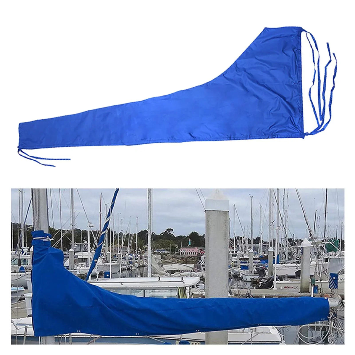 600D Mainsail Cover; Boat Cover; Dustproof Cover Sail Cover Snow Cover Adjustable Strap Thickened Blue ; 12 FT 11 to 12 FT