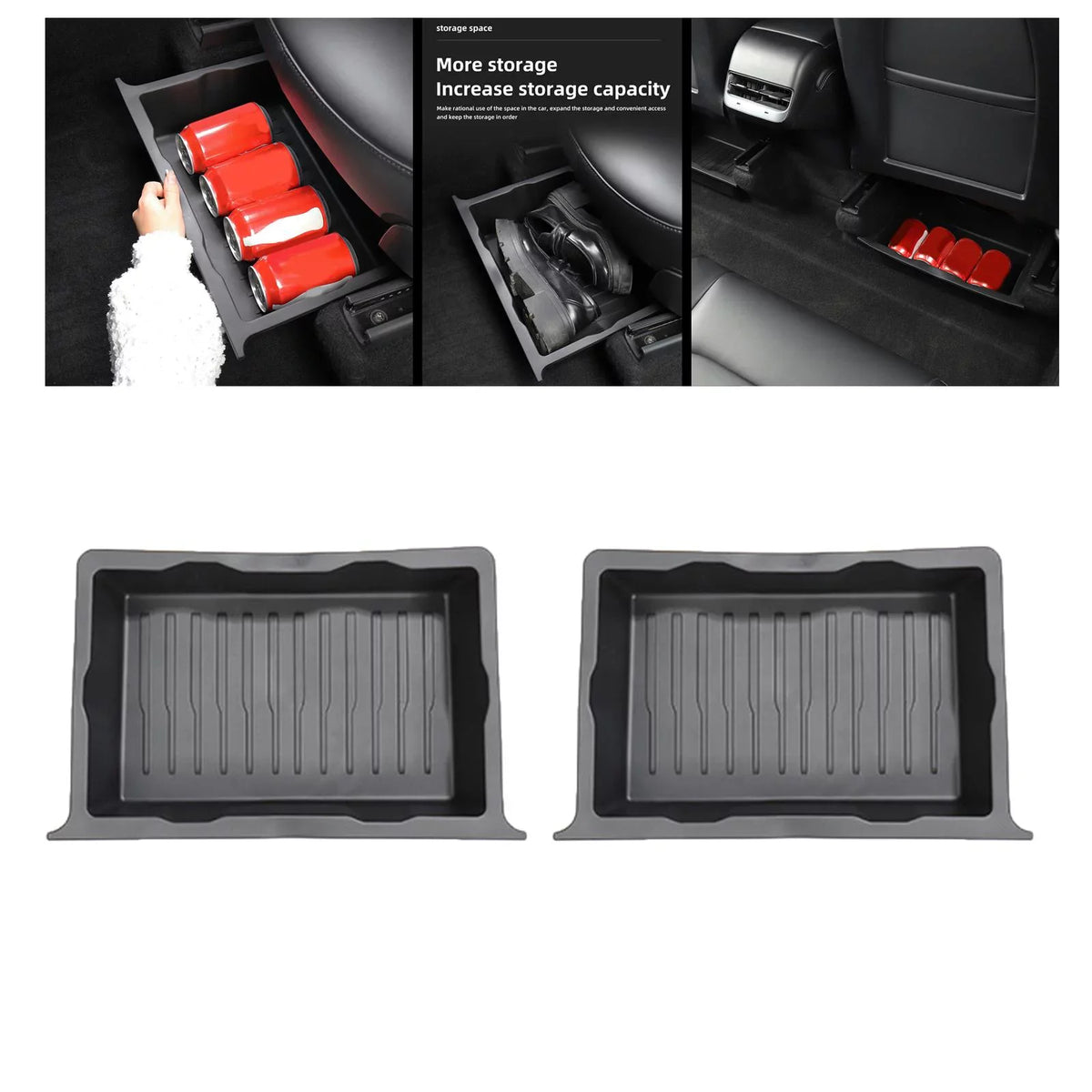 Under Seat Storage Box Underseat Hidden Storage Tray for 2pcs