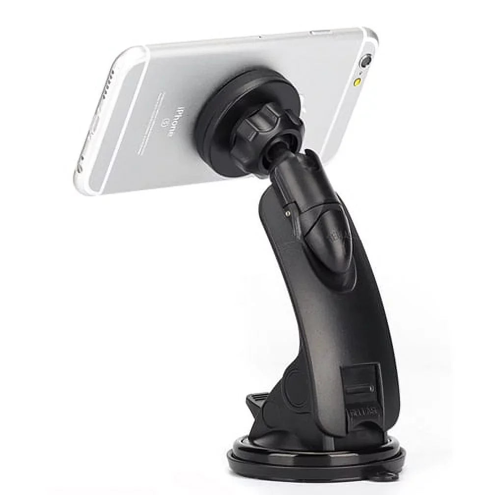 Premium Magnetic Car Mount Dash Windshield Holder Window Rotating Dock Stand Strong Grip Adjustable Suction QQP for Galaxy J7 Perx V (2017), Mega 2 Note 2 On5 Prevail LTE S4, S5 Active, Mini