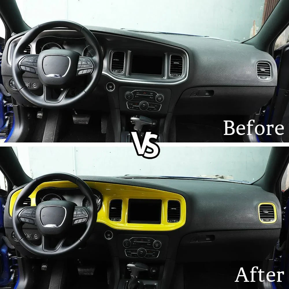 Teledu 17x Yellow Set Center Console Dash Panel Cover Trim Kit