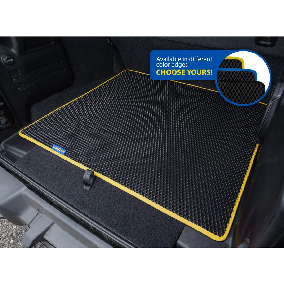 Goodyear Custom Fit Cargo Mat Liner for Jeep Wrangler 2019-2024 - Heavy Duty Trunk Liner, Dimond Shape, Luggage with Fluid Liquid & Dirt Trapping Technology - Anti-Slip Cargo Liner - GY004562
