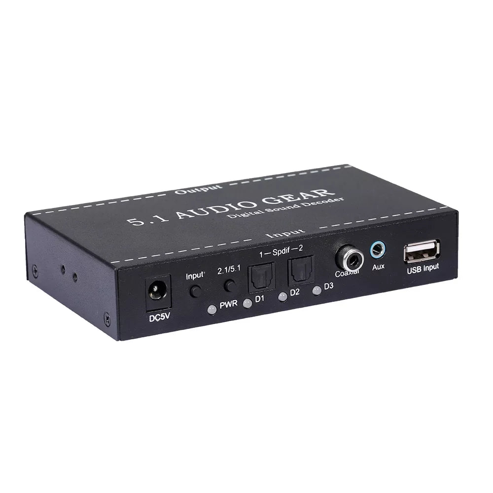 Nebublu NK-A6L 5.1 Audio Gear Digital Sound Decoder; Dolby Digital AC-3 Converter; 3.5mm Audio Output; Home Theater Audio Gear Replacement