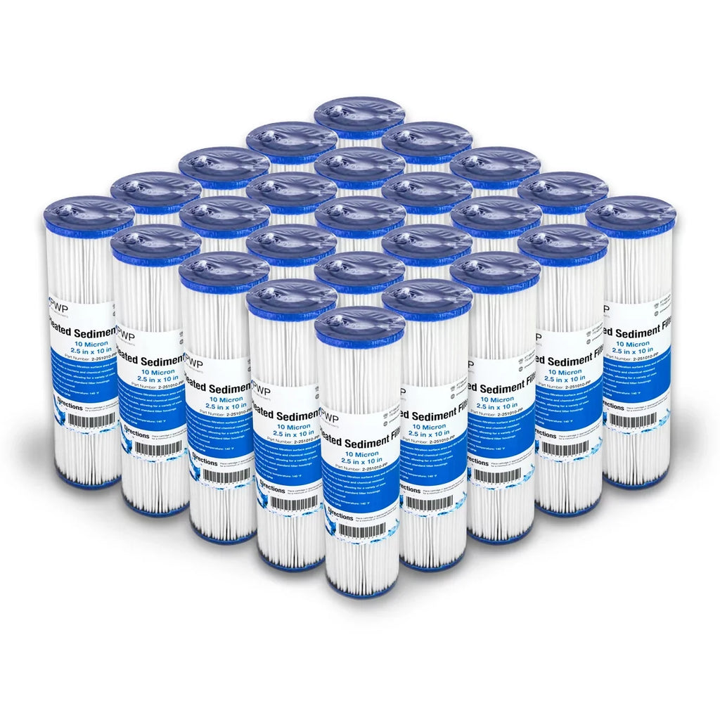 Pleated Polypropylene Fluid Filter Cartridge 2.5X10" 10 Micron 25 Pack