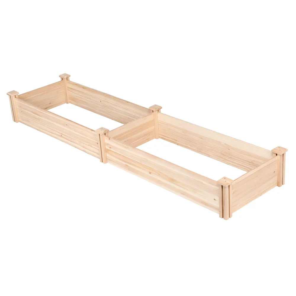 Easyfashion Wooden Raised Garden Bed; 96.7 x 24.6 x 10.6inch (L x W x H);Natural Wood