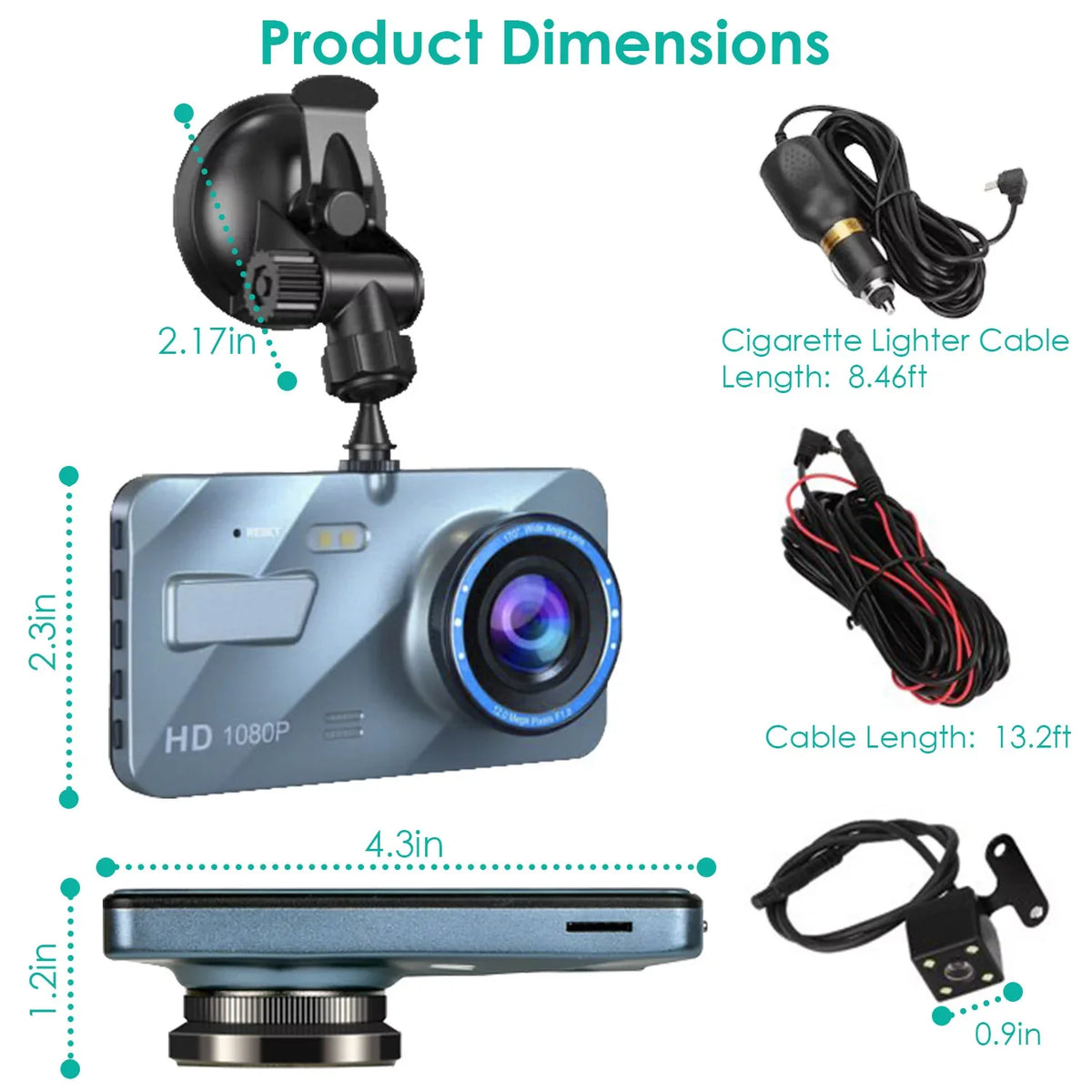 Car Dash Camera, iMounTEK Front and Rear Dual Dash Cam, 170° Super Wide Angle, 4.5inch Display G-Sensor, Parking Monitor, Motion Detection