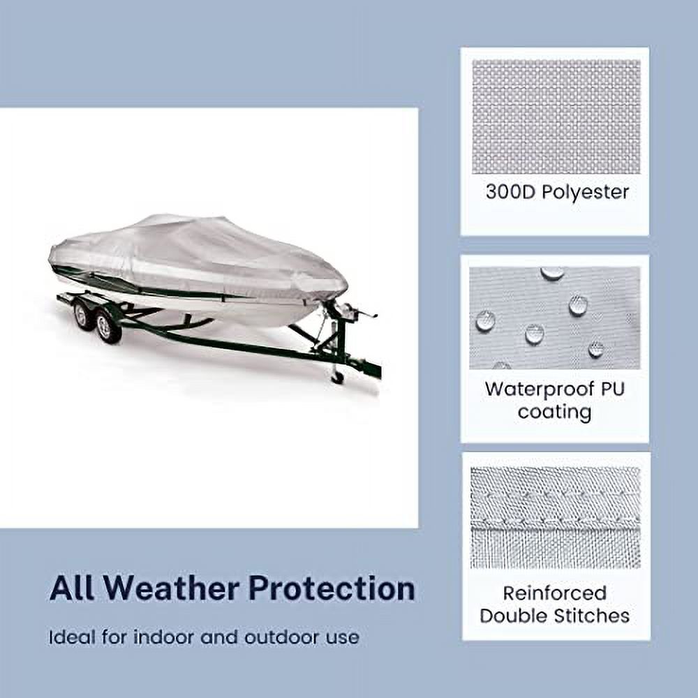 Savvycraft Boat Cover 12'-14', Heavy Duty Liquid Marine Grade Polyester fits V-Hull Runabouts, Pro-Style Bass Boats, Fish & Ski Boats 12ft-14ft Long, Beam up to 68"