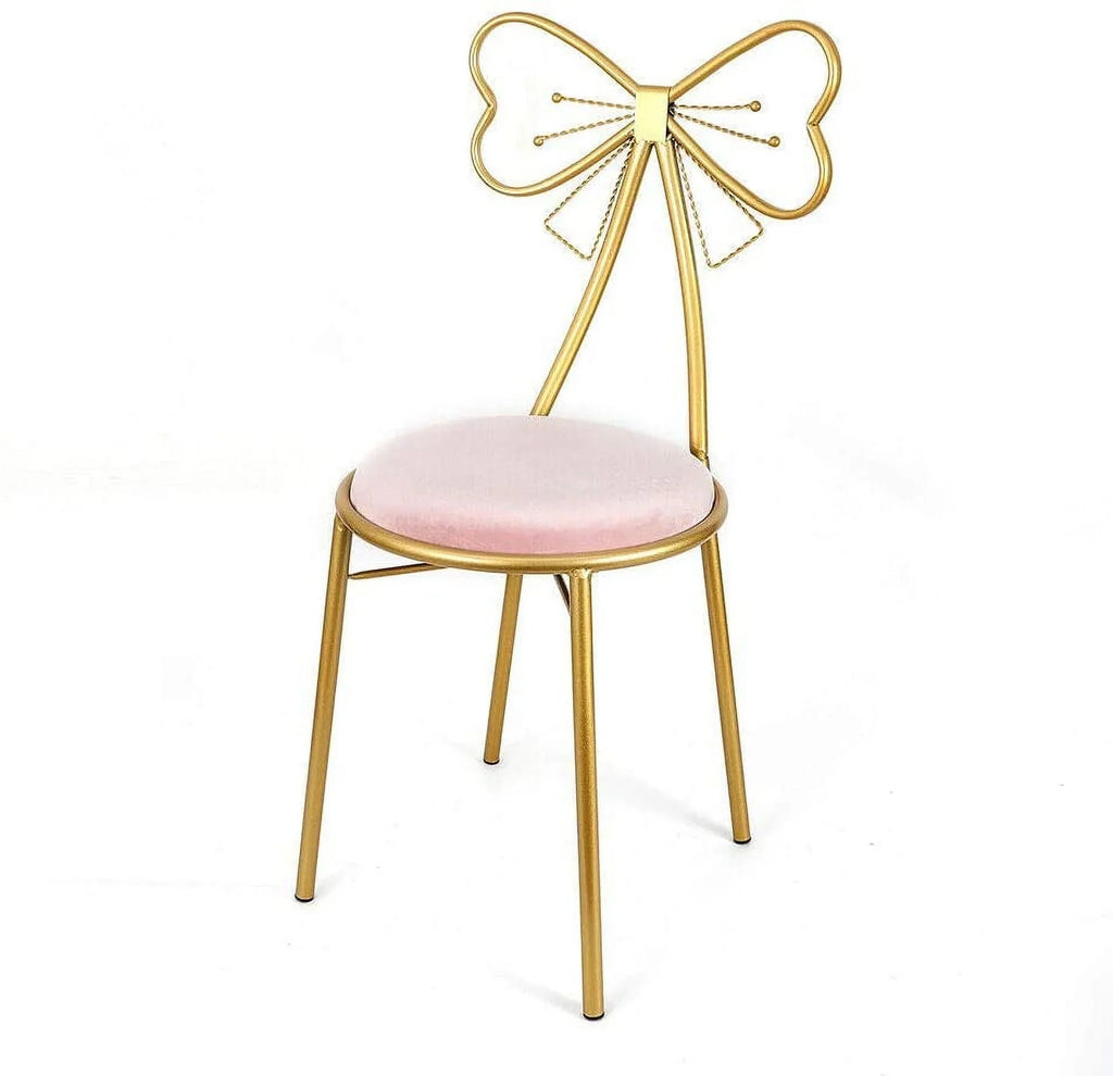MONIPA Golden Butterfly Backrest Chairs Modern Vanity Stool with Cushioned Back Vanity Chair Pink Princess Chair Girls Ladies Creative Makeup Stool Art Leisure Chair Seat for Bedroom; Dining Room