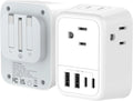 US to UK Plug Adapter, Foldable UK Travel Plug Adapter, Type G Power Adapter with 4 Outlets 4 USB Ports(2 USB C) Travel Essentials Plug with Bag for USA to Qatar Ireland England Kenya Dubai London