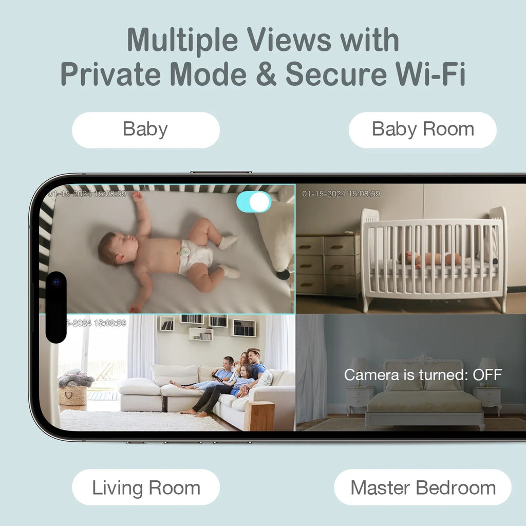 Sense-U Smart 2K Video Baby Monitor(FSA&HSA Eligible) with No Monthly Fee; Pan-Tilt-Zoom; Person/Baby Crying Sound/Motion Detection; 2-Way Talk; Night Vision; Background Audio; Activity Zone