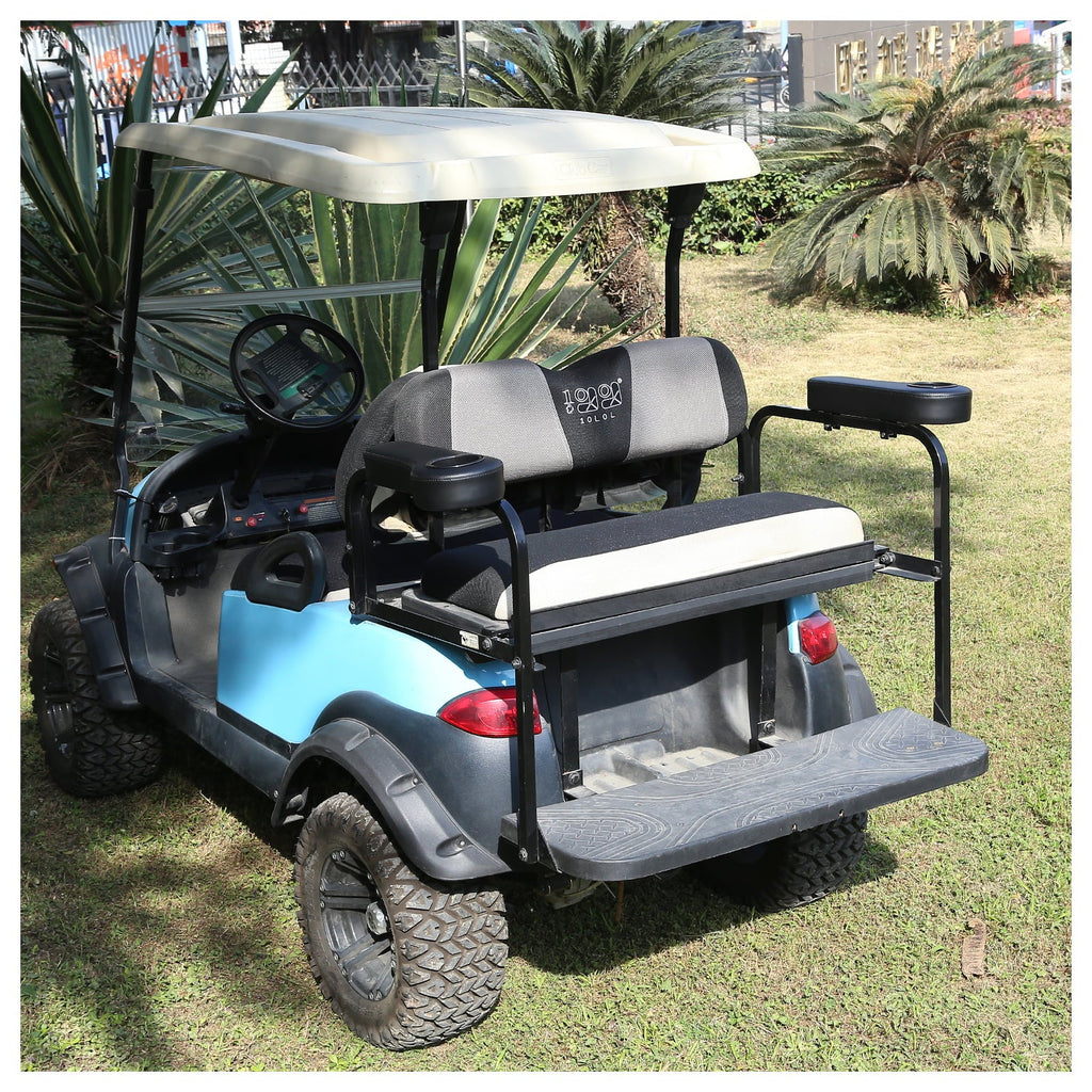 10L0L Golf Cart Armrests with Cup Holder for EZGO Club Car Yamaha Golf Cart Rear Seat, Without Drilling, Black, Set of 2