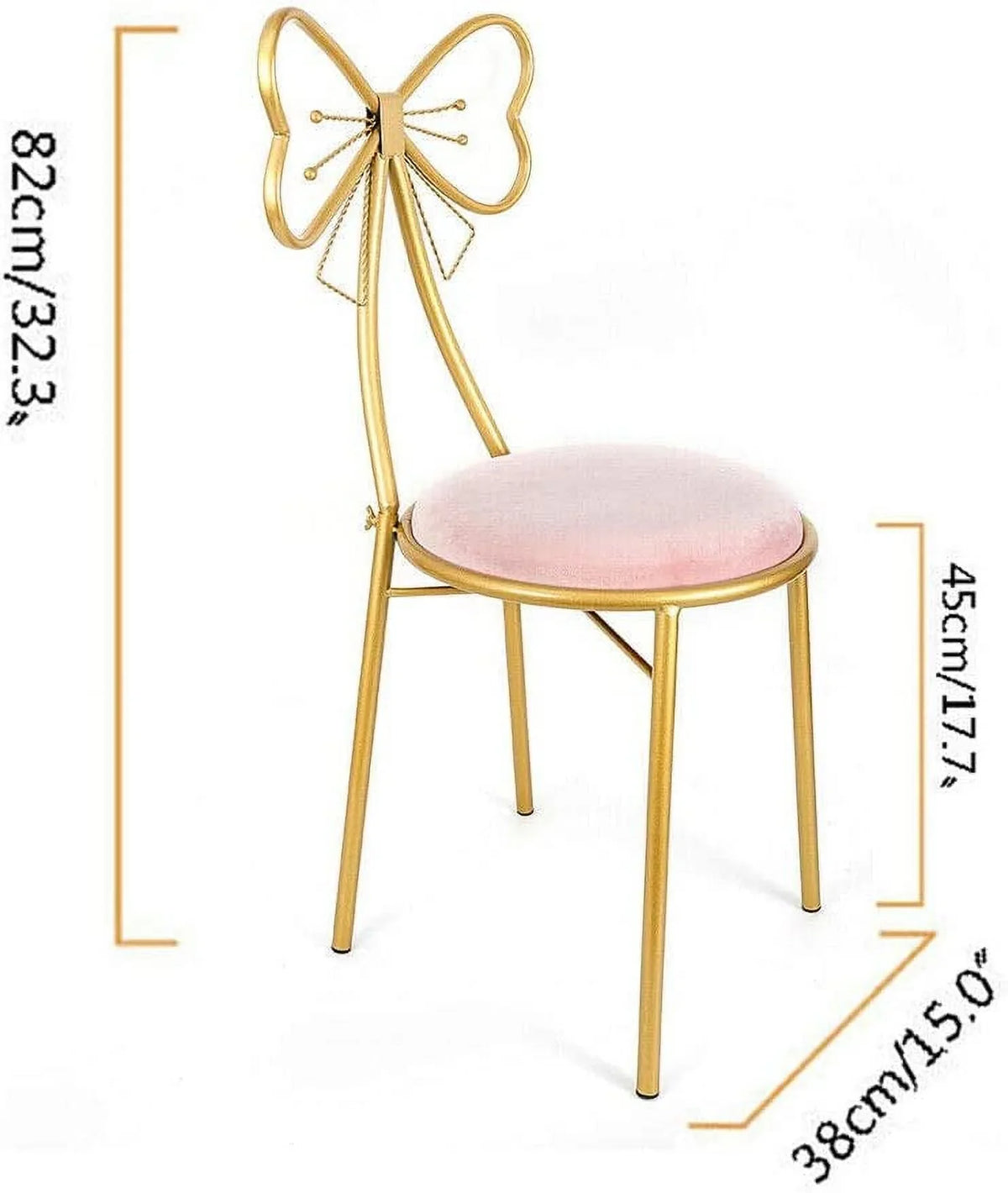 MONIPA Golden Butterfly Backrest Chairs Modern Vanity Stool with Cushioned Back Vanity Chair Pink Princess Chair Girls Ladies Creative Makeup Stool Art Leisure Chair Seat for Bedroom; Dining Room
