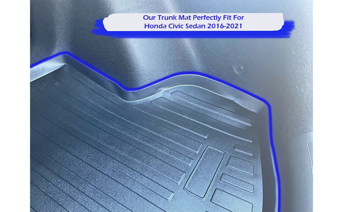 EACCESSORIES EA Cargo Liner – Trunk Mat for Honda Civic Sedan 2016-2021 – Weather-Resistant Trunk Mats for Cars with Raised Lip – Non-Slip Car Trunk Mat Rubber – Easy to Install – Laser Pre-Cut Design