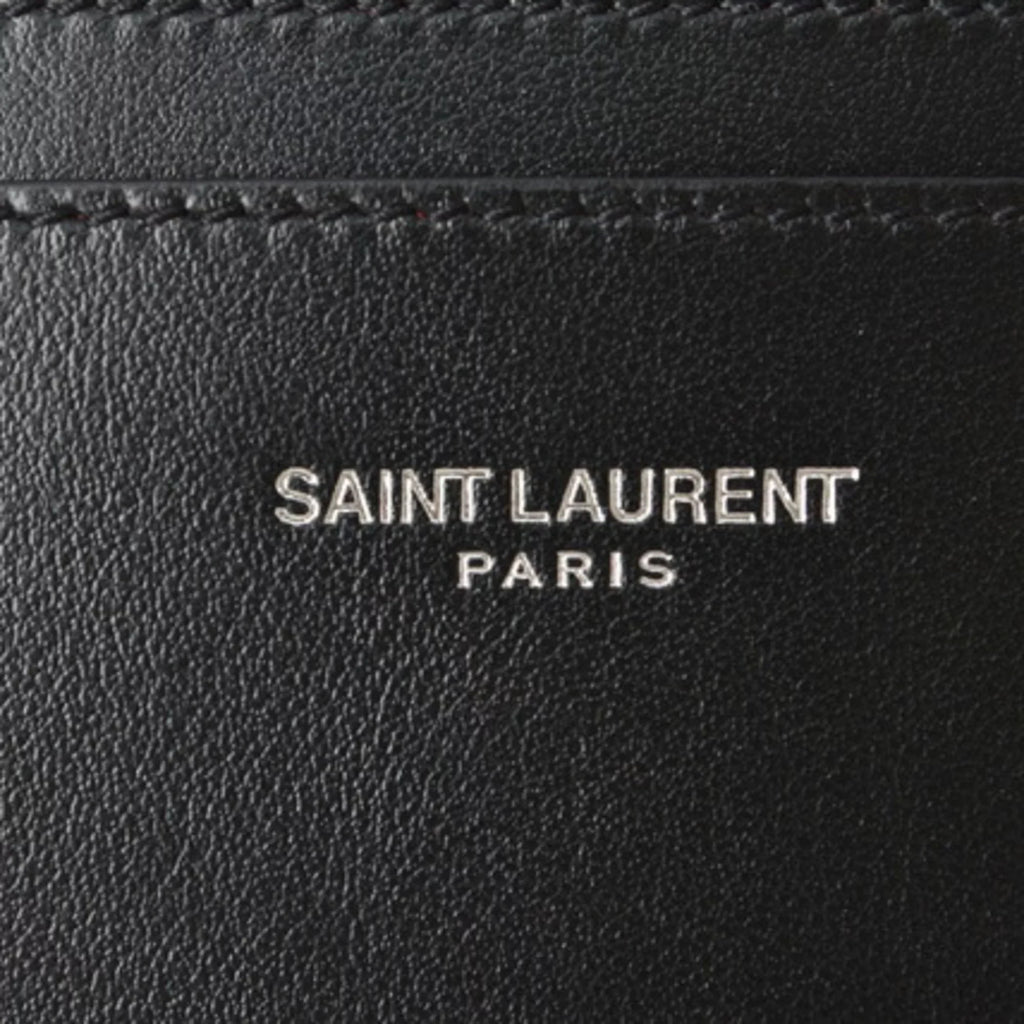 Pre-Owned Saint Laurent Card Case Business Holder YSL SAINT LAURENT Logo Studs Leather Black (New)