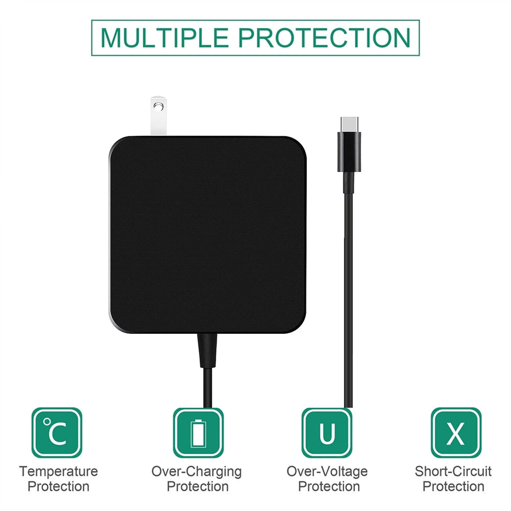 K-MAINS Black 65W USB Type-C AC Adapter Charger Replacement for XPS 13 7390 P82G003 2-in-1 Notebook PSU