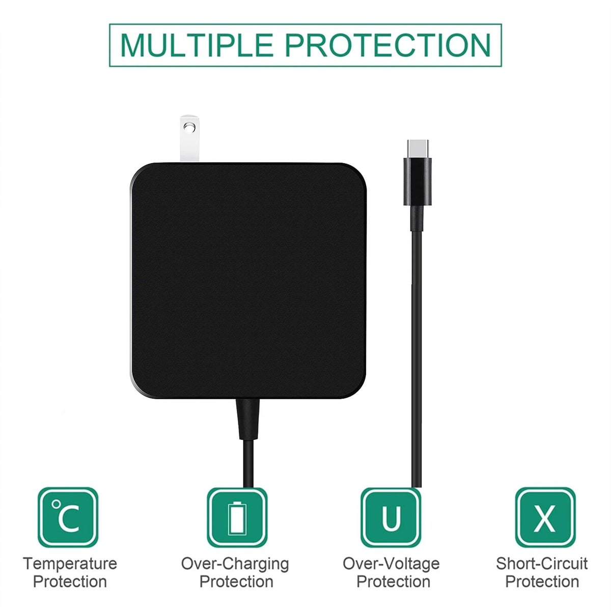 K-MAINS Black 65W USB Type-C AC Adapter Charger Replacement for XPS 13 7390 P82G003 2-in-1 Notebook PSU
