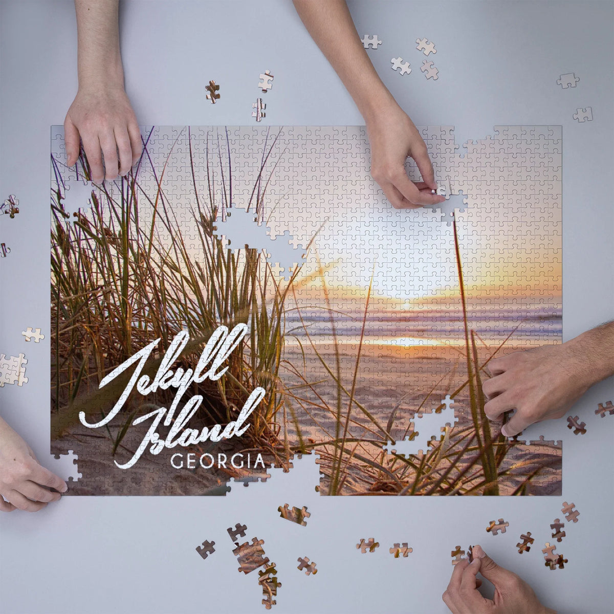 Jekyll Island, Georgia, Beach Sunset (1000 Piece Puzzle, Size 19x27, Challenging Jigsaw Puzzle for Adults and Family, Made in USA)