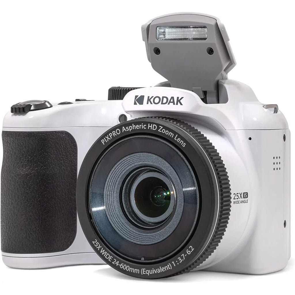 Kodak PIXPRO Astro Zoom AZ255-WH 16MP Digital Camera, 25X Optical Zoom, White Bundle with Lexar 32GB Capability 800x UHS-I SDHC Memory Card + Deco Photo Camera Bag
