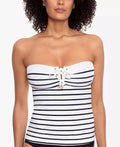 Ralph Lauren WHITE Striped Tummy-Control Tankini Swim Top, US 14