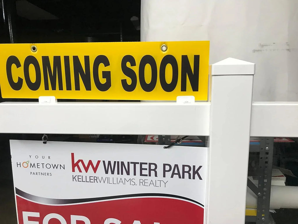 5 Pack COMING SOON Yellow Sign 6” X 24" (COMING SOON) Pre-Printed Double Sides Yellow Corrugated Plastic 4Mm; Sign Board 4Mm; ***Sign ; Metal Sign & Sign Post Not Included; Ship Same D