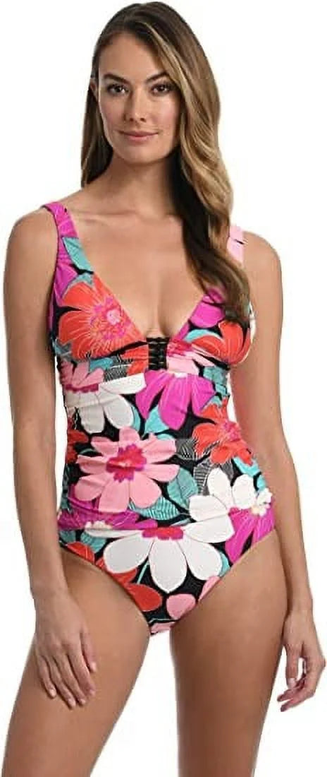 La Blanca Women's Knot Trim Tankini Top Swimsuit Pink Size 6
