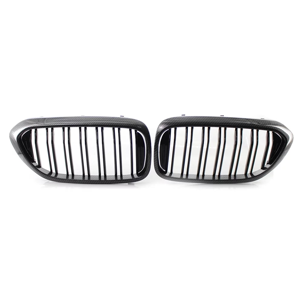 NS Front Grill Keney Grille Cover Trim for BMW 5 Series G30 G31 G38 530i 540i 2017 2018 2019, Carbon Fiber Style