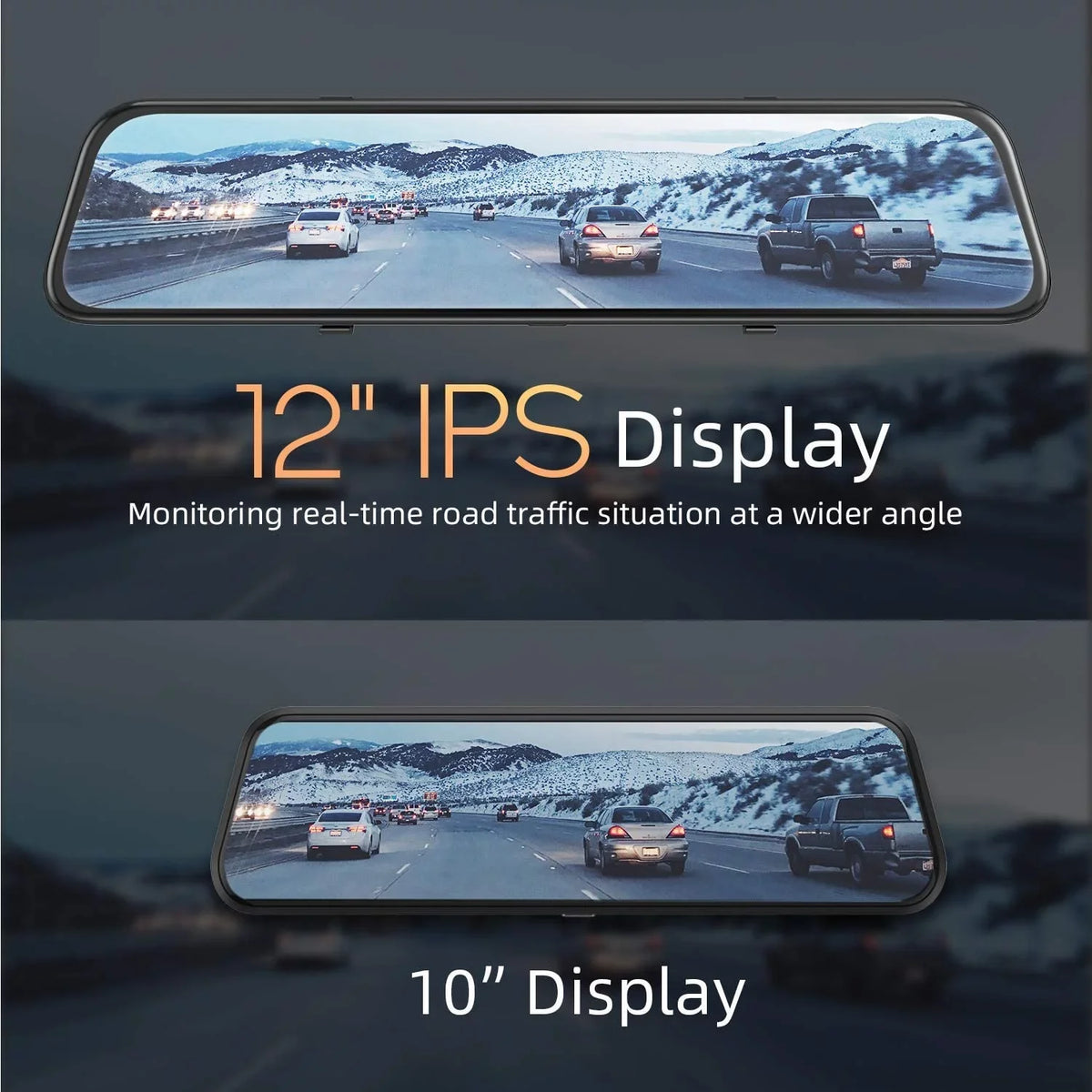 4K 12" Mirror Dash Cam - Vantop H612T Front & Rear View Dual Dash Camera, IPS Touch Display Voice Control Cars Mirror Camera W/Night Vision Parking Monitor