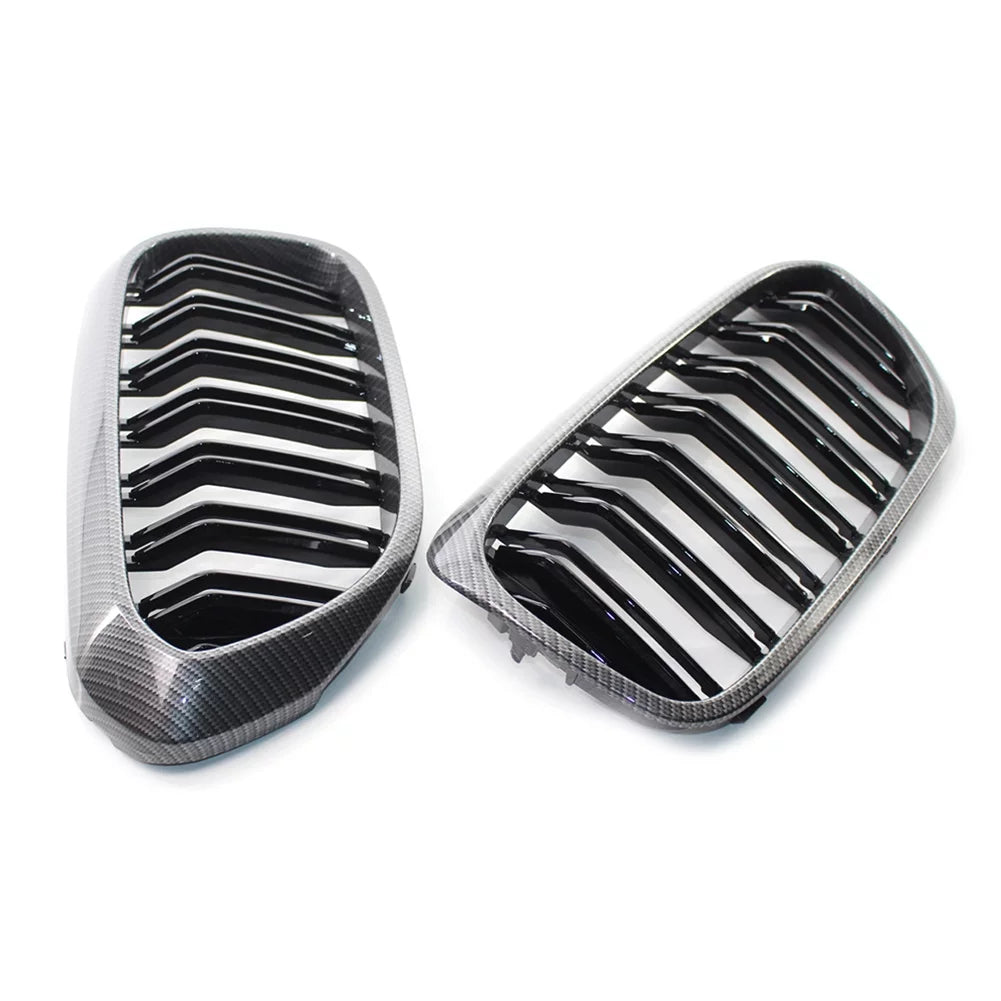 NS Front Grill Keney Grille Cover Trim for BMW 5 Series G30 G31 G38 530i 540i 2017 2018 2019, Carbon Fiber Style